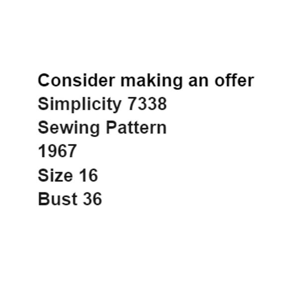 Simplicity 7338 Pattern Dress Miss 16 Vintage Mod Above Knee Back Zip Hippie - Picture 3 of 7